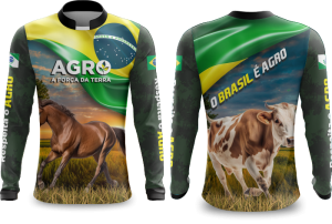 Camiseta Agro modelo 002 DryFit Supreme  Personalizada Proteção Uv50 Gola Padre Com zíper